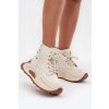 Kožené zateplené dámské kotníčkové boty na platformě GOE SS2N4300 světle béžové (Veľkosť 36)