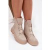 Zateplené boty worker pro ženy na zip z eko kůže světle béžové Mailyra (Veľkosť 36)