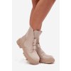 Zateplené boty worker pro ženy na zip z eko kůže světle béžové Mailyra (Veľkosť 36)