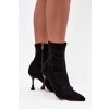 Zdobené dámské boty na podpatku D&A JC52-882 černé (Veľkosť 36)