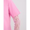 Dámska blúzka s čipkou ružová MI-BZ-4227.61 (Farba Ružová, Veľkosť ONE SIZE)
