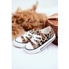Detské tenisky s leopardím vzorem camel berni / 890-B CAMEL LEOPARD (Veľkosť 18)