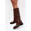 Zateplené dámské kozačky na klínu s přezkou čokoládové Raphaela (Veľkosť 37)