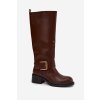 Zateplené dámské kozačky na klínu s přezkou čokoládové Raphaela (Veľkosť 37)
