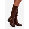 Zateplené dámské kozačky na klínu s přezkou čokoládové Raphaela (Veľkosť 37)