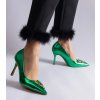 Dámske zelené lodičky so štrasmi, kód GM H8-603 (Veľkosť 37)
