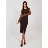 Dámska Ceruzková sukňa tmavo-hnedá kód 24-TemU-H/M-RV-SD-7847.80 (Farba Tmavo-hnedá, Veľkosť S)