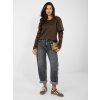 Dámska blúzka s čipkou tmavo-hnedá IT-BZ-22128.27 (Farba Tmavo-hnedá, Veľkosť ONE SIZE)