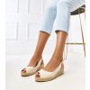 Béžové sandále espadrilky na klinovom podpätku Nevarez E5579 Béžové 38 - GM (Veľkosť 38)