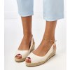 Béžové sandále espadrilky na klinovom podpätku Nevarez E5579 Béžové 38 - GM (Veľkosť 38)