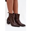 Kožené dámské kovbojky na podpatku vyhřívané Zazoo 60565 čokoládové (Veľkosť 39)