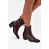 Kožené dámské kovbojky na podpatku vyhřívané Zazoo 60565 čokoládové (Veľkosť 39)