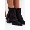 Dámské kotníkové boty na podpatku s otočeným horním lemem Černé Idalia (Veľkosť 38)