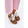 Nízké Dámské Sneakersy S Krajkou Leopardí Hnědé Zielle (Veľkosť 36)