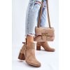 Semišové členkové topánky na robustních podpatcích béžové camden / A5725-63 KHAKI (Veľkosť 38)