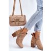 Semišové členkové topánky na robustních podpatcích béžové camden / A5725-63 KHAKI (Veľkosť 38)