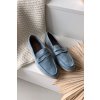 Dámske mokasyny z eco semišu modré renelia / QQ-278 BLUE (Veľkosť 36)