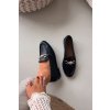 Dámske mokasíny s ozdobným detailom čierne rosynne / QQ-280 BLACK (Veľkosť 36)
