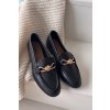Dámske mokasíny s ozdobným detailom čierne rosynne / QQ-280 BLACK (Veľkosť 36)
