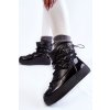 Dámske módní na šnúrovanie členkové topánky do snehu černe carrios / HY845 BLACK (Veľkosť 41)