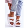 Dámske Penové Sandále s pruhy bíle sharmen / 911-01/D-45 WHITE (Veľkosť 36)