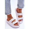 Dámske Penové Sandále s pruhy bíle sharmen / 911-01/D-45 WHITE (Veľkosť 36)