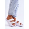 Dámske Penové Sandále s pruhy bíle sharmen / 911-01/D-45 WHITE (Veľkosť 36)