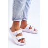 Dámske Penové Sandále s pruhy bíle sharmen / 911-01/D-45 WHITE (Veľkosť 36)