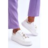 Biele dámske semišové tenisky na platforme so zlatými detailmi, kód produktu RA42 GOLD (Veľkosť 36)