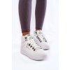 Biele dámske vysoké tenisky z eko kože na šnúrovanie, kód produktu KK2R4028C (Veľkosť 36)
