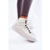 Biele dámske vysoké tenisky z eko kože na šnúrovanie, kód produktu KK2R4028C (Veľkosť 36)