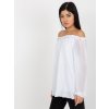 Biela dámska blúzka španielskeho strihu zo 76% polyesteru a 26% viskózy, kód produktu YP-BZ-cxj9042.10X (Veľkosť one size, Farba Biela)