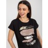 Dámska bavlna čierna blúzka s podtlačou, elastan, kód RV-BZ-8953.41P (Veľkosť L/XL, Farba Čierna)