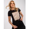 Dámske čierne tričko s podtlačou BR-TS-8136 Black (Veľkosť L, Farba Čierna)