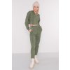 Zelené dámske moderné športové tepláky z bavlny a polyesteru, kód 15891 (Veľkosť XS, Farba Khaki)