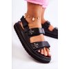 Dámske kožené Sandále s zdobením černe elly / SS27-23 BLACK (Veľkosť 38)