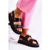 Dámske kožené Sandále s zdobením černe elly / SS27-23 BLACK (Veľkosť 38)