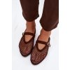 Síťované baleríny s remienkom čokoládovo hnedé pherina / H8-529 BROWN (Veľkosť 36)