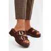 Dámske papuče na platforme so zlatými sponami čokoládovo hnedé renelisse / 100-486 BROWN (Veľkosť 36)