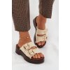 Dámske papuče na platforme so zlatými sponami svetlo béžove renelisse / 100-486 BEIGE (Veľkosť 36)