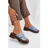 Dámske papuče na platforme so zlatými sponami modré renelisse / 100-486 L.BLUE (Veľkosť 36)