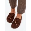 Dámske nazouváky mule so strapcami a korálky čokoládovo hnedé belissa / H8-528 BROWN (Veľkosť 36)