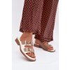 Dámske papuče s zlatými sponami béžove danelle / 78-196 KHAKI/OFF WHT (Veľkosť 36)