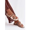 Dámske papuče s zlatými sponami béžove danelle / 78-196 KHAKI/OFF WHT (Veľkosť 36)