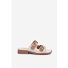 Dámske papuče s zlatými sponami béžove danelle / 78-196 KHAKI/OFF WHT (Veľkosť 36)