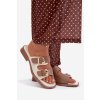 Dámske papuče s zlatými sponami béžove danelle / 78-196 KHAKI/OFF WHT (Veľkosť 36)