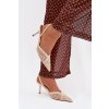 Sandále z pleteniny na ihlovom podpätku svetlo béžove hanelis / G493 BEIGE (Veľkosť 36)
