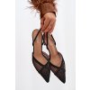 Sandále z pleteniny na podpätku čierne hanelis / G493 BLACK (Veľkosť 36)