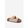 Dámske papuče na korkové platforme so zlatými sponami svetlo béžove tovessa / LS-162 BEIGE (Veľkosť 36)