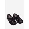 Dámske papuče na platforme z eco semišu čierne calorine / G517 BLACK (Veľkosť 36)